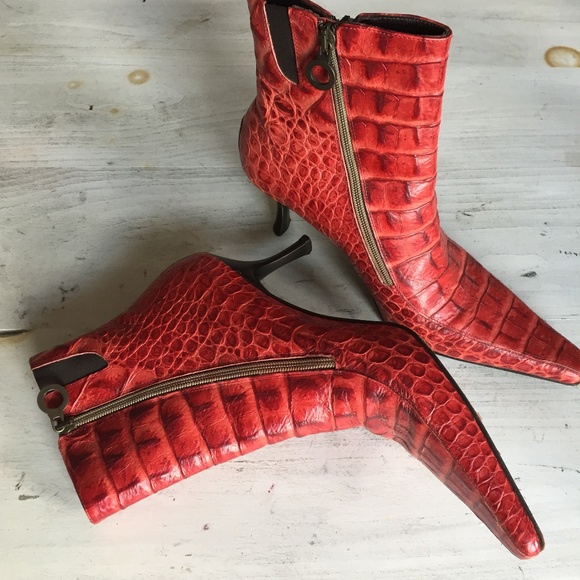 Donald J. Pliner Shoes - Donald Pliner red croc short boots size 11